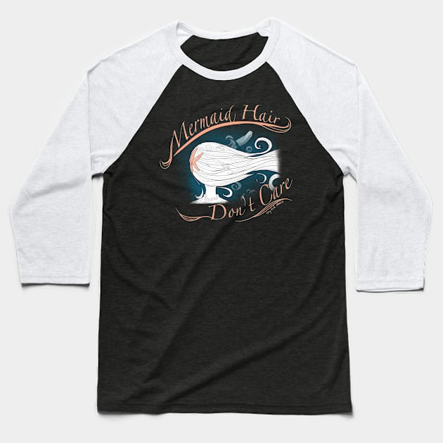 Mermaid Hair Baseball T-Shirt by Tiny Bird Studio